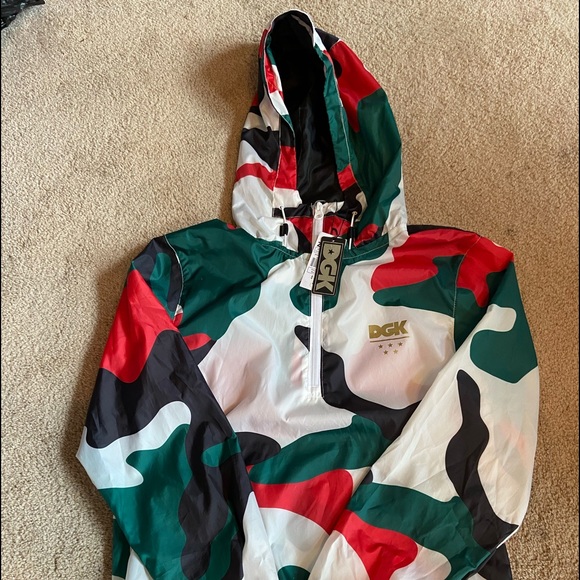 DGK Tops - Red Green and Black Camo DGK Windbreaker
